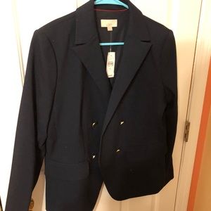 Loft NWT Navy Blazer with Gold Buttons in size 8